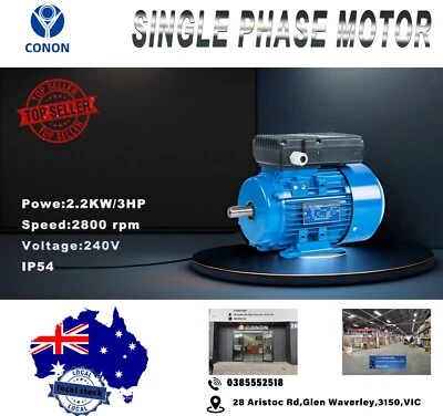 2.2kw 3HP 2850rpm 3/4" 19mm shaft Compressor motor single phase 240v dual caps - Image 1 of 4