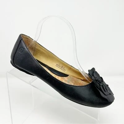 Born Classic Negro Detalle Floral Cuero Clásico Sin Cordones Cómodo Planos Talla 7.5 Foto 1 de 4