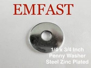 1/4 x 3/4 Zoll Penny Reparaturscheibe Flach Kotflügel Stahl verzinkt Unterlegscheiben - Bild 1 von 2