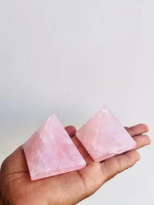 Grande piramide cristallo quarzo rosa fatta a mano cristallo casa ufficio decorativo - Foto 1 di 7