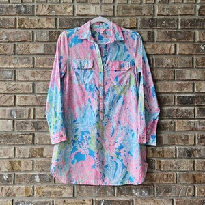 Lilly Pulitzer Captiva Tunic Cotton Button Front Let's Cha Cha Print Size XS - Picture 1 of 4