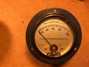 Antique 1930s Weston AC Milliamperes Panel Meter #476 0-100 mA Guaranteed - Picture 1 of 10