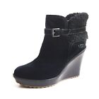 UGG Wedge Ankle Boots Black Suede Sherling Womens Shoe Size US 9 EU 40 $320