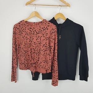 Basics & Anko Girls Size 16 Long Sleeved Crop Top & Size 14 Hooded Jumper - Picture 1 of 24