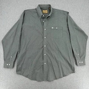 Wrangler Hemd Herren XL grau geometrisches Muster L/S Western Tasche Button Down - Bild 1 von 10