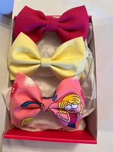 Set of 3 Hair Bows Girls Accessories Clips Fabric Toddlers Lizzie Mcguire Pink - Picture 1 of 3