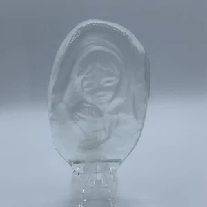 LE SMITH CRYSTAL Madonna And Child Frosted Paperweight Glass Art Vintage - Picture 1 of 5
