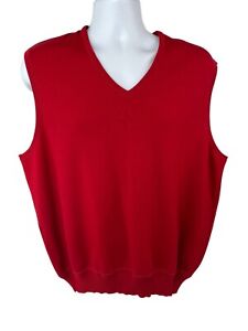 St. Croix Sweater Vest Mens Large Red Wool V Neck Vest USA Made