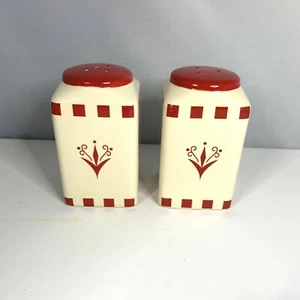 Juego de sal y pimienta rojo y blanco estilo vintage - Imagen 1 de 3