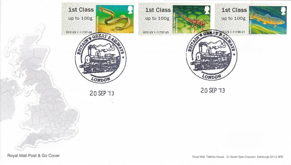 Rivers Freshwater Life Post and Go GB FDC Great Railways London 2013 (44290) - Image 1 of 1
