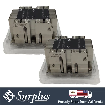 批量 2 件 Supermicro 2U 无源铝 CPU 散热器 插槽 LGA3647-0 无风扇 — 第 1/4 张图片