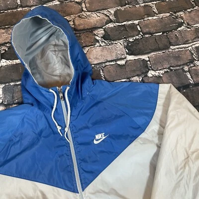 Vintage Nike Windbreaker Track Jacket Mens L Blue Colorblock Swoosh Nylon 90s - Image 1 of 4