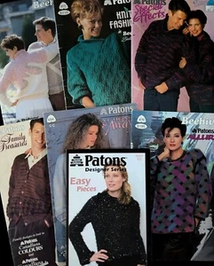 Suéteres vintage de los años 80 y 90 con patrones de tejido para adultos 7 folletos - Imagen 1 de 24