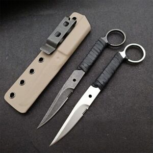 7'' New CNC Leather Rope Handle 440C Steel Blade Survival Hunting Knife VTH05