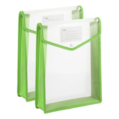 2 Pack A4 Plastic File Folders with Snap Closure, Green, Vertical - Image 1 of 4