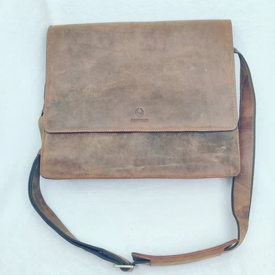 Сумка-мессенджер Donbolso для ноутбука винтажная коричневая натуральная кожа с клапаном наплечный ремень - Изображение 1 из 4