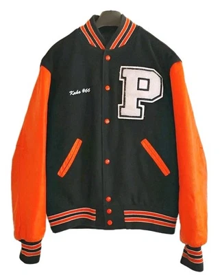 Винтажный США Holloway Varsity куртка мужская L черный красный кожаный шерсти Sports CV ⚾️ - Изображение 1 из 4