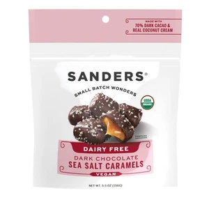 Sanders Organic Dark Chocolate Sea Salt Caramels, Dairy Free, Vegan, 5.5 Ounc... - Picture 1 of 6