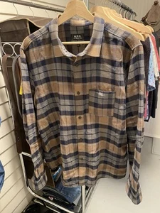 APC Plaid Cotton & Linen Flannel Over Shirt Mens Size 2XL XXL - Picture 1 of 5