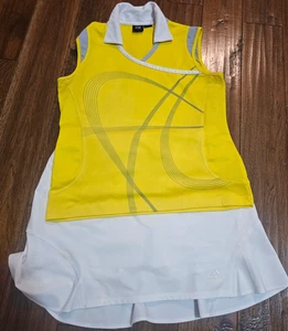 Camisa N'vo y Falda Tenis Adidas Combo Blanco y Amarillo Para Mujer Mediana - Imagen 1 de 13