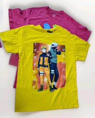 Naruto & The Simpsons Boy's Lot Of 2 Short Sleeve  Logo Front Size M - Image 1 of 4