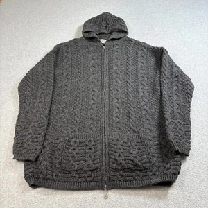 Kerry Traditions Wool Sweater Men XL Hood Aran Full Zip Cardigan Ireland Heritag - Picture 1 of 10