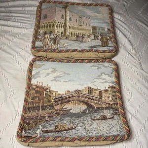 San Marco Square And Canal Tapestry Art Throw Pillows Italy Venice 14.5”x12.5”x3 - Picture 1 of 12