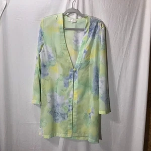 Un Jour Ailleurs Paris Aquarell leichte Lagenlook Hemdjacke mit Knöpfen M-L - Bild 1 von 8