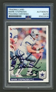 Mark Stepnoski Signed 1992 Fleer Card #91 (PSA) Dallas Cowboys Auto - Picture 1 of 2