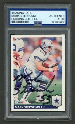 Mark Stepnoski Signed 1992 Fleer Card #91 (PSA) Dallas Cowboys Auto - Image 1 of 2