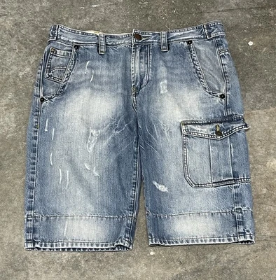 Armani Exchange Blue Denim Cargo Shorts Men’s Measured Size 36 - Image 1 of 4