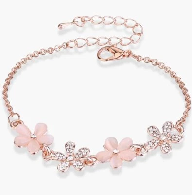 Brazalete de oro rosa con diamantes sintéticos de energía de cristal curativo para mujer Foto 1 de 4