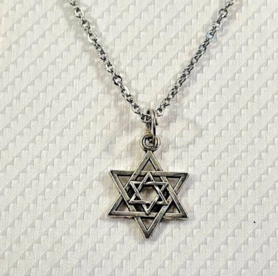 "Collar Doble Estrella de David Judaica Judío Colgante 18"" Inoxidable Religioso Nuevo" Foto 1 de 4