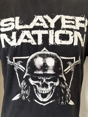 Camiseta De Colección SLAYER NATION Plateada y Negra Fútbol Calavera Reino NFL Para Hombre M Foto 1 de 4