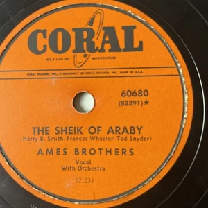 10" 78 RPM-Ames Brothers-And So I Waited Around/The Sheik of Araby/Coral 60680 - Foto 1 di 4