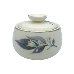 Vintage Rhythm Homer Laughlin Sugar Dish Lid Lotus Hai Floral Silver Rim J55N - Picture 1 of 12