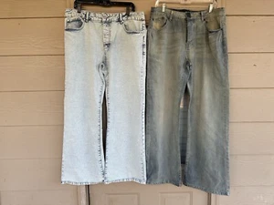 Jeans uomo Boohoo larghi larghi larghi larghi denim nero e blu taglia 36x41 - Foto 1 di 13