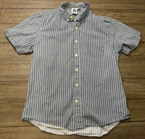 Kennington California Mens Button Up Shirt Size L Blue Geometric Short Sleeve - Picture 1 of 5