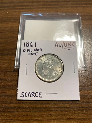 1861-P Seated Liberty Silver Quarter 25C ALMOST UNCIRCULATED/UNC CIVIL WAR DATE - Image 1 of 4