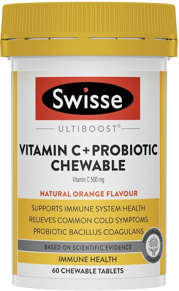 Swisse UltiBoost Vitamin C + Probiotic 60 Chewable Tabs - Изображение 1 из 1