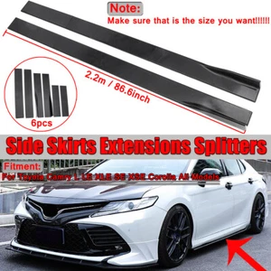 For Toyota Camry LE XLE SE Gloss Black Side Skirt Extensions Lip Splitter 2.2M - Picture 1 of 14