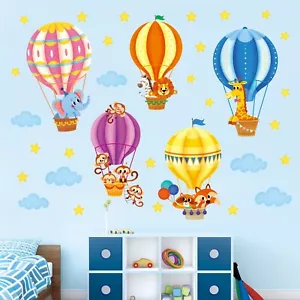 DECOWALL SG-2214 Animals in Hot Air Balloons Kids Wall Stickers for Nursery - Picture 1 of 7