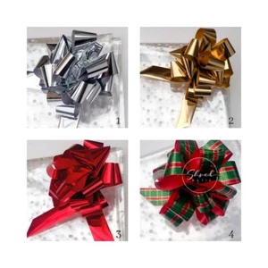 ShredAstic® White Dot Florist Cellophane Hamper Wrap Christmas 30mm Pull Bow - Picture 1 of 13