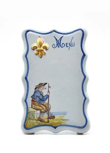 Porquier-Beau faïence porte menu fin 19ème décor breton french fountain pen - Imagen 1 de 6