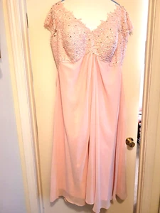 ZBYES Lace Cap Sleeve Mother Of The Bride Chiffon Formal Dress Pink 20 plus - Picture 1 of 6