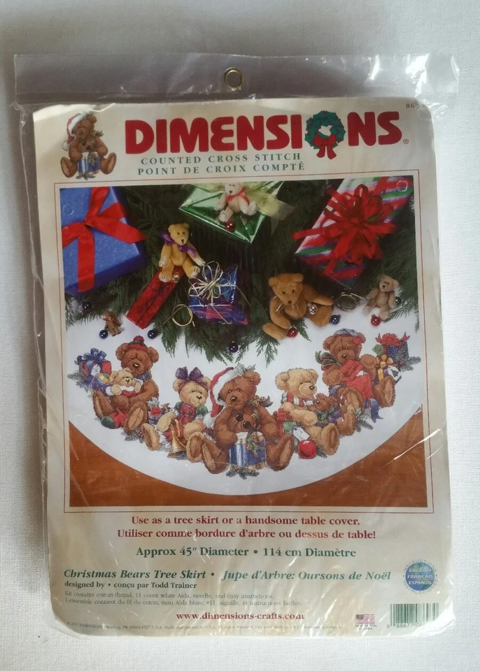 CHRISTMAS Bears Tree Skirt Cross Stitch Kit by Dimensions New Kit - Image 1 of 2