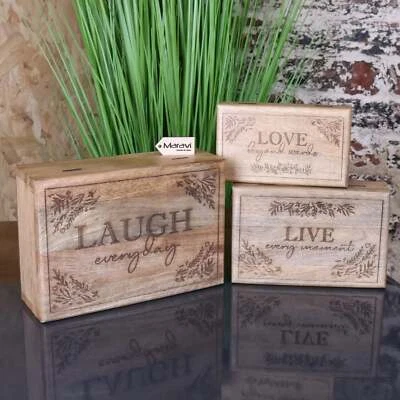 Noakh Set of 3 Live Laugh and Love Boxes Home Decor Gift Decorative Pieces - Image 1 of 4