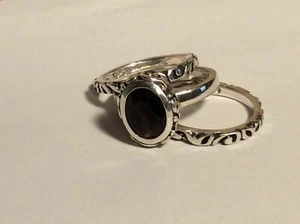 Silpada 925 sterling silver ring R1384 size 6 stackable smoky topaz quartz - Picture 1 of 12