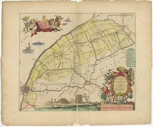 Mapa antiguo del municipio de Barradeel (Frisia) por Halma (1718) - Imagen 1 de 1