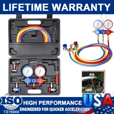 CARBOLE HVAC A/C AC Diagnostic Refrigerant Manifold Gauge Vacuum Set Auto Service Kits